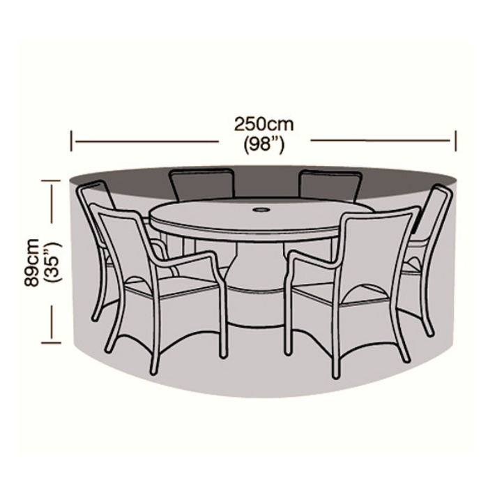 Deluxe 8 Seater Circular Patio Set Cover 300cm - Large Patio Table Cover Round