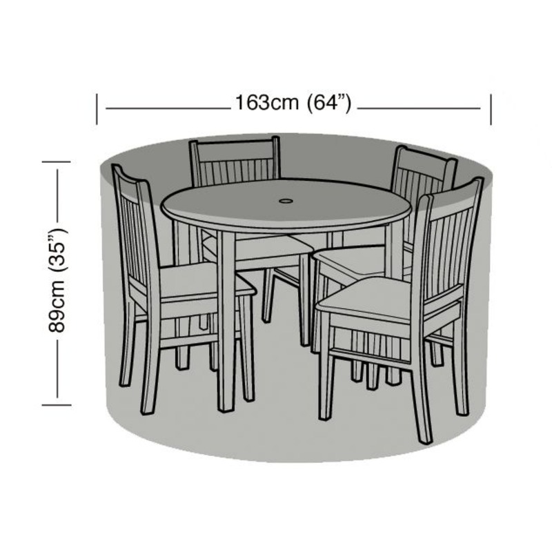 Premium Super Tough 4 Seater Round Furniture Set Cover - Black
