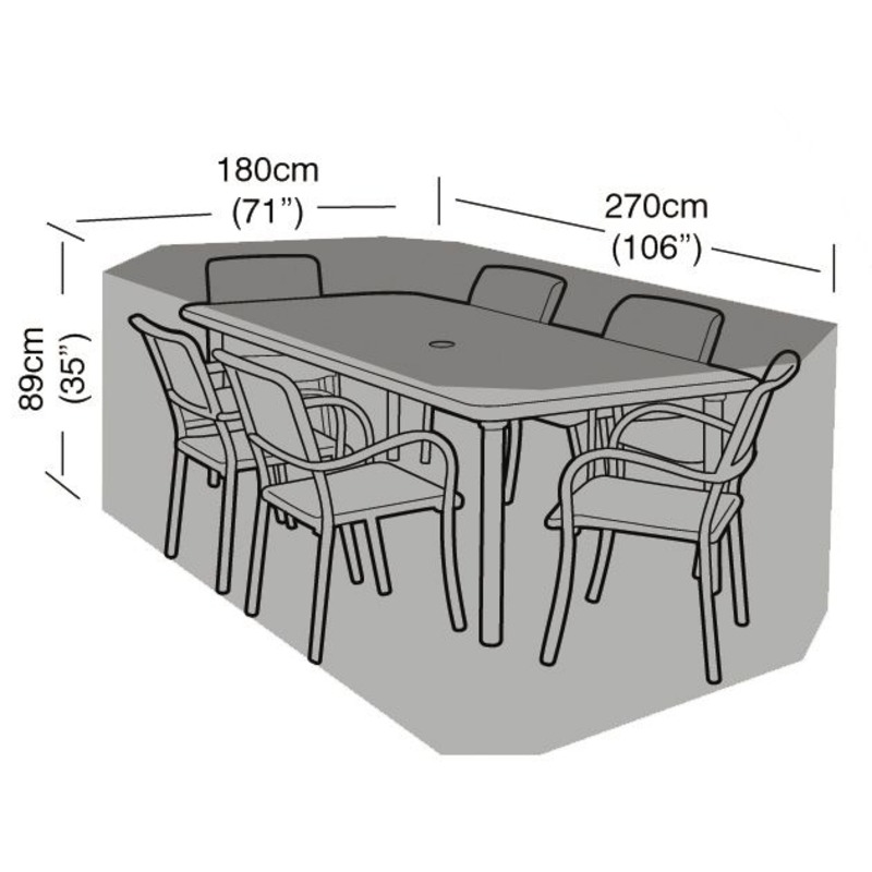 Premium Super Tough 6 Seater Rectangular Furniture Set Cover - Black