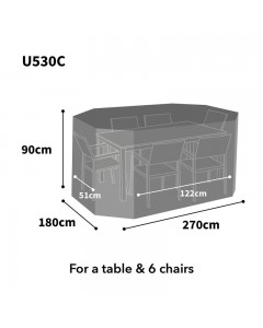 Ultimate Protector Rectangular Patio Set Cover - 6 Seat - Charcoal