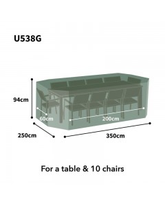 Ultimate Protector Rectangular Patio Set Cover - 10 Seat - Green