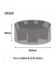 Ultimate Protector Circular Patio Set Cover - 6-8 Seat - Charcoal