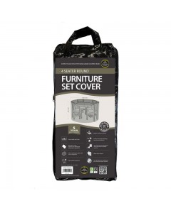 Super Tough 4 Seater Round Furniture Set Cover - Black