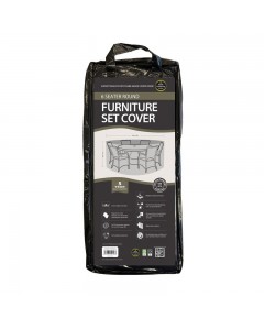 Super Tough 6 Seater Round Furniture Set Cover - Black