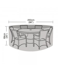 Super Tough 6-8 Seater Round Furniture Set Cover - Black