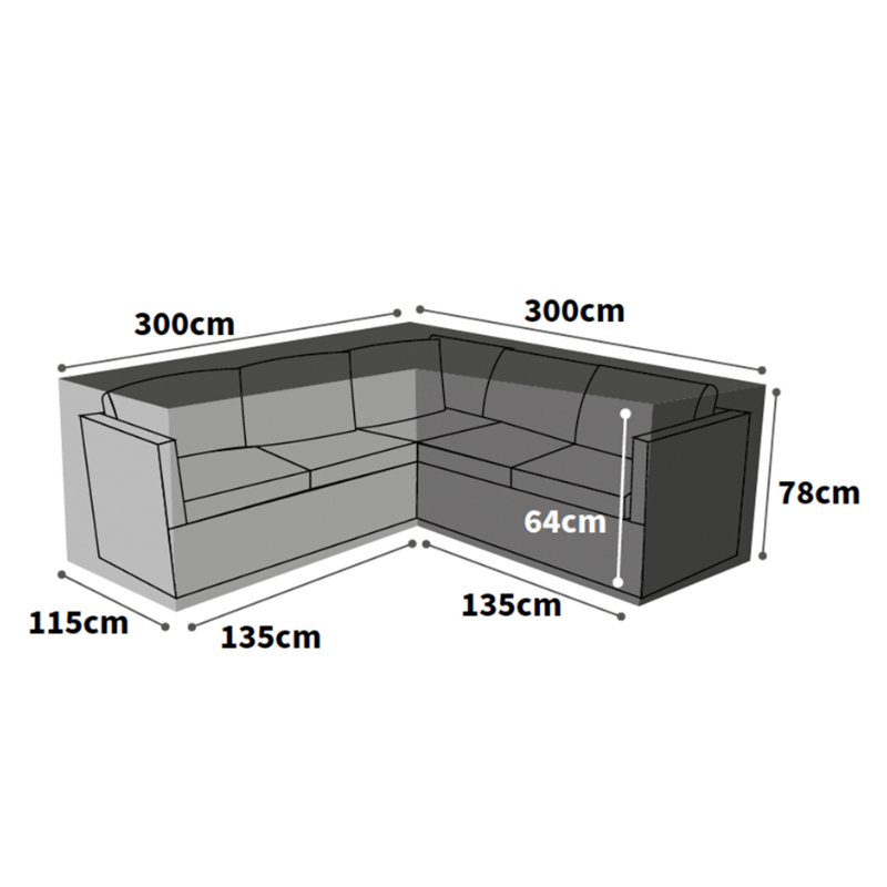 Ultimate Protector Square Corner Sofa Dining Set Cover 250cm Charcoal